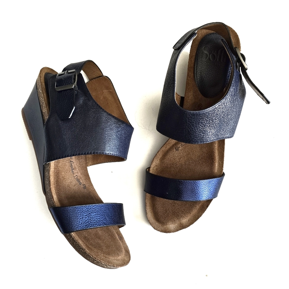 Sofft Women's Blue Leather Sandals 10W